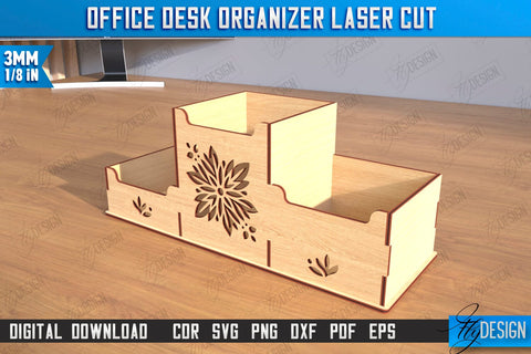 Desktop Office Organizer Bundle | Paper Tray Laser Cut | Office Design | Work File Holder | CNC Files SVG Fly Design 