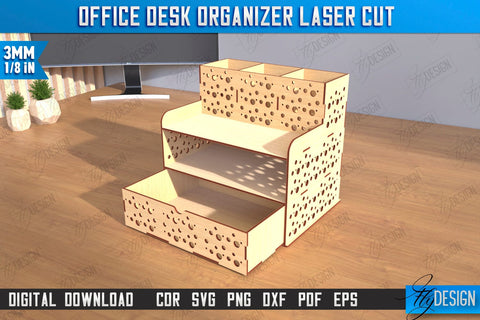 Desktop Office Organizer Bundle | Paper Tray Laser Cut | Office Design | Work File Holder | CNC Files SVG Fly Design 