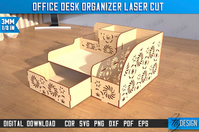Desktop Office Organizer | Paper Tray Laser Cut | Office Design | Work File Holder | CNC File SVG Fly Design 