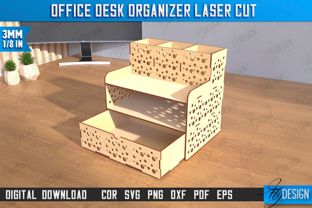 Desktop Office Organizer | Paper Tray Laser Cut | Office Design | Work File Holder | CNC File SVG Fly Design 