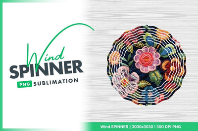 Detailed Floral Embroidery on Dark Blue Fabric with Colorful Stitched Flowers Sublimation Regulrcrative 