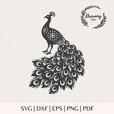 Detailed Peacock SVG - Intricate Mandala Papercut Peacock Clipart - Laser Cut File, Cricut Paper Craft Silhouette SVG DreamingSVG 