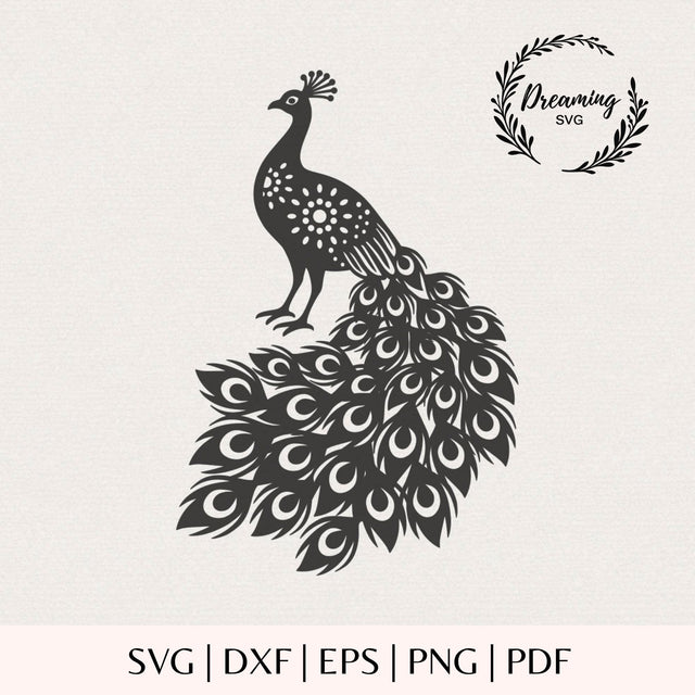 Detailed Peacock SVG - Intricate Mandala Papercut Peacock Clipart - Laser Cut File, Cricut Paper Craft Silhouette SVG DreamingSVG 