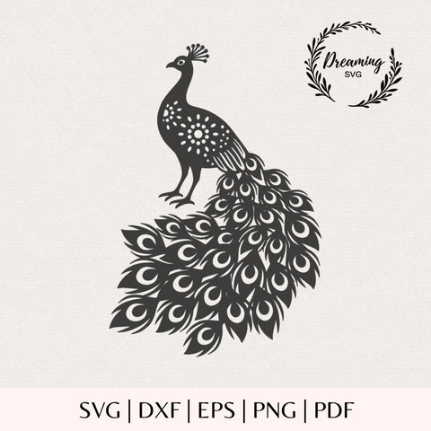 Detailed Peacock SVG - Intricate Mandala Papercut Peacock Clipart - Laser Cut File, Cricut Paper Craft Silhouette SVG DreamingSVG 