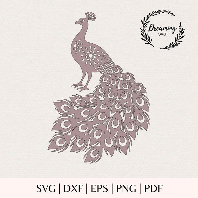 Detailed Peacock SVG - Intricate Mandala Papercut Peacock Clipart - Laser Cut File, Cricut Paper Craft Silhouette SVG DreamingSVG 