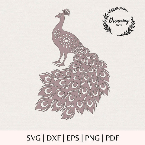 Detailed Peacock SVG - Intricate Mandala Papercut Peacock Clipart - Laser Cut File, Cricut Paper Craft Silhouette SVG DreamingSVG 