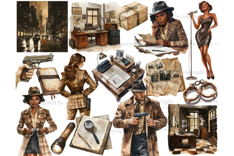 Detective Clipart | True Crime PNG Bundle SVG GlamArtZhanna 