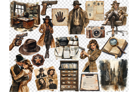 Detective Clipart | True Crime PNG Bundle SVG GlamArtZhanna 