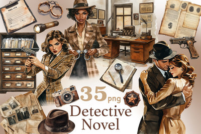 Detective Clipart | True Crime PNG Bundle SVG GlamArtZhanna 