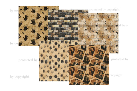 Detective Digital Paper | Vintage Seamless Pattern Bundle Digital Pattern GlamArtZhanna 