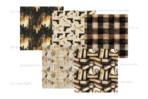 Detective Digital Paper | Vintage Seamless Pattern Bundle Digital Pattern GlamArtZhanna 