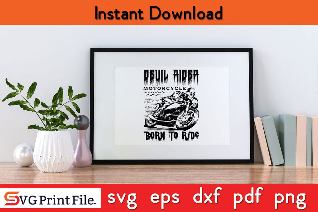Devils Ride Fonts Devil Rider Motorcycle Born To Ride Funny Motorcycle SVG PNG Craft Cut ...