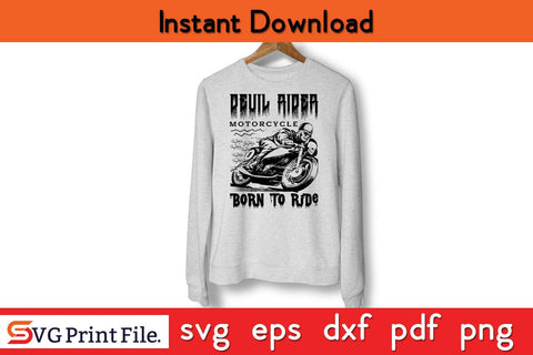 Devils Ride Fonts Devil Rider Motorcycle Born To Ride Funny Motorcycle SVG PNG Craft Cut ...