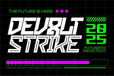 Devolt Strike - Futuristic Techno Font Font Mozzatype 