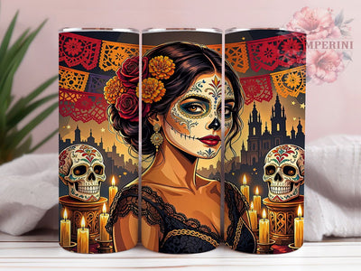 Dia de los Muertos 20oz Tumbler, Dia De Los Muertos, Day Of The Dead, Sugar Skull Tumbler, 20oz Tumbler, Skull Tumbler, Mexican Holiday, Tumbler Wrap Sublimation Li Zamperini 