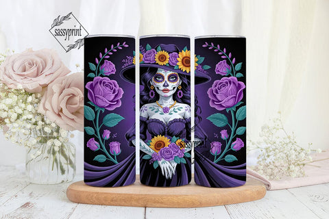 Dia De Los Muertos Floral Skull Tumbler Sublimation sassyprint 