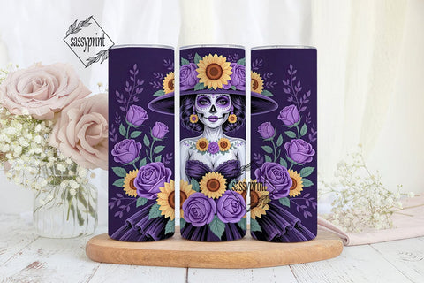 Dia De Los Muertos Floral Skull Tumbler Sublimation sassyprint 