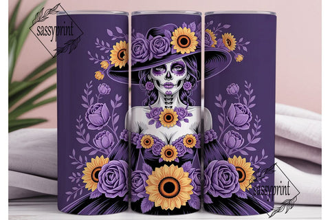 Dia De Los Muertos Floral Skull Tumbler Sublimation sassyprint 