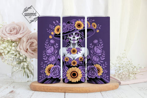 Dia De Los Muertos Floral Skull Tumbler Sublimation sassyprint 