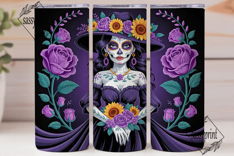Dia De Los Muertos Floral Skull Tumbler Sublimation sassyprint 