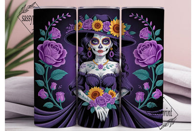 Dia De Los Muertos Floral Skull Tumbler Sublimation sassyprint 