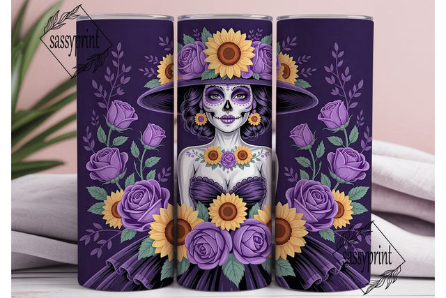 Dia De Los Muertos Floral Skull Tumbler Sublimation sassyprint 