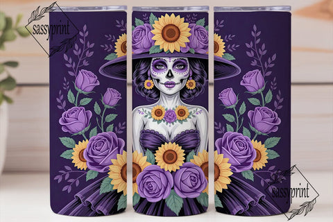 Dia De Los Muertos Floral Skull Tumbler Sublimation sassyprint 