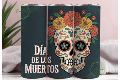 Dia de los Muertos Floral Tumbler Wrap Sublimation PixelChick 