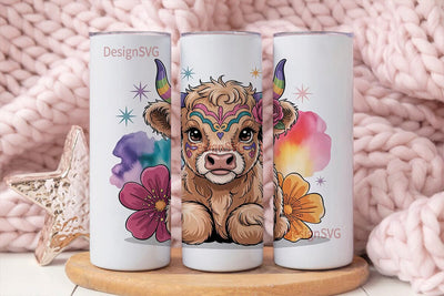 Dia de los Muertos Highland Cow 20oz Sublimation DesignSVG 