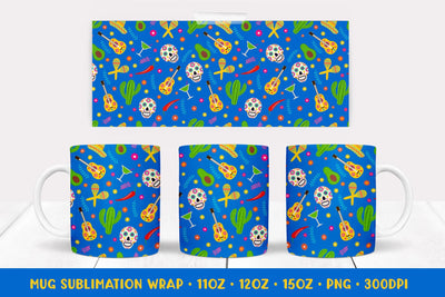 Dia De Los Muertos Mug Wrap. Mexican Sublimation Design 07 Sublimation LaBelezoka 