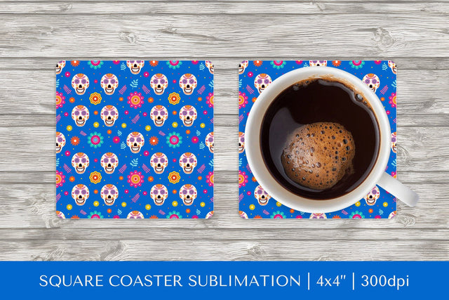 Dia De Los Muertos square coaster sublimation design PNG Sublimation LaBelezoka 