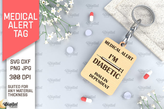 Diabetic Alert Tag SVG. Medical Alert Tag Laser Cut SVG Evgenyia Guschina 