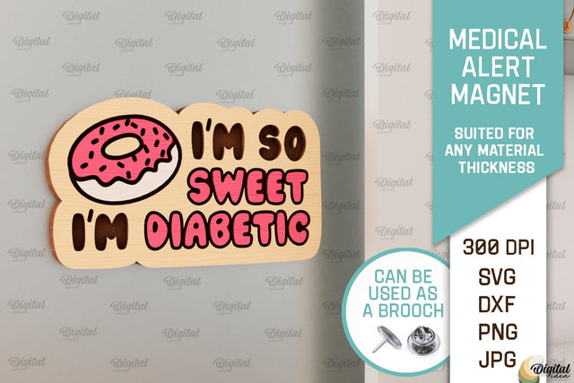 Diabetic Medical Alert Magnet Laser Cut. Wooden Magnet SVG SVG Evgenyia Guschina 