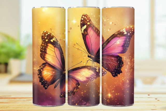 Diamond Butterflies 20oz Skinny Tumbler Wrap Sublimation Design. Sublimation CosmosFineArt 