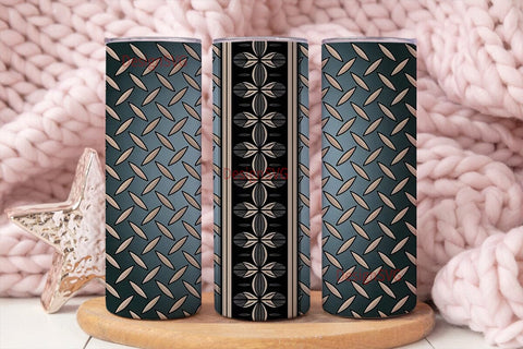 Diamond Plate & Floral 20oz Tumbler Sublimation DesignSVG 