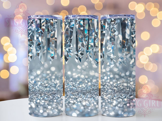 Diamond Silver Glitter Glam Tumbler, Sparkly Sublimation Design, Elegant Glitter Art, 20oz Glam Tumbler, Whimsical Glitter Mug, Stylish Silver Cup, Bold Glitter Wrap Sublimation SvggirlplusArt 