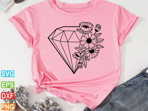 Diamond With Flowers SVG, Jewelry Crystal, Wedding Decor SVG Creativeart88 