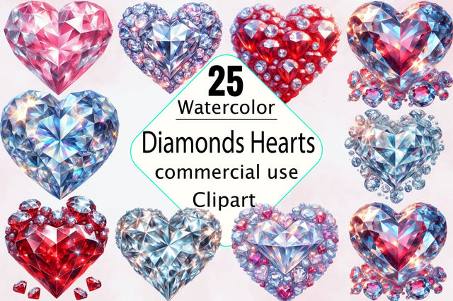 Diamonds Hearts PNG, Valentine's Day Bundle Sublimation SVGArt 
