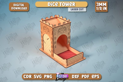 Dice Tower | Board Game | Dice Game | DND Geek Gift | Dice Accessories | CNC File SVG The T Store Design 