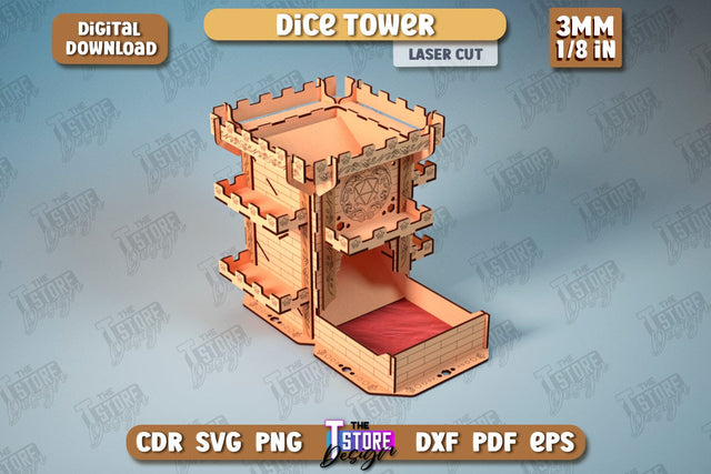 Dice Tower | Board Game | Dice Game | DND Geek Gift | Dice Accessories | CNC File SVG The T Store Design 