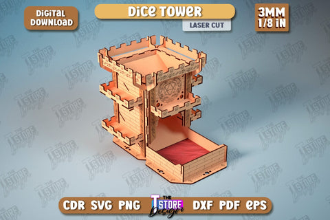 Dice Tower Bundle | Board Game| Dice Game | DND Geek Gift | Dice Accessories | CNC Files SVG The T Store Design 