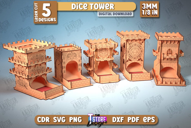 Dice Tower Bundle | Board Game| Dice Game | DND Geek Gift | Dice Accessories | CNC Files SVG The T Store Design 