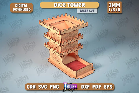 Dice Tower Bundle | Board Game| Dice Game | DND Geek Gift | Dice Accessories | CNC Files SVG The T Store Design 