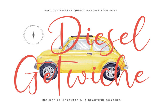 Diesel Getwiche - Quirky Handwritten Font Font Letterena Studios 
