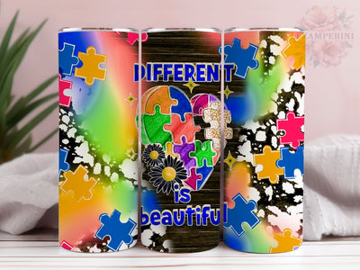 Different Is Beautiful 20oz Tumbler Wrap PNG, Autism Awareness Tumber Png, Straight & Tapered Tumbler Wrap, Instant Digital Download Sublimation Li Zamperini 