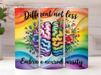 Different Not Less Neurodiversity Rainbow Tumbler, Different Not Less Design, Autism Awareness Tumbler, 20oz Neurodivergent Wrap, Inclusion Pride Tumbler, Mental Health Tumbler Design Sublimation Lara' s Designs 