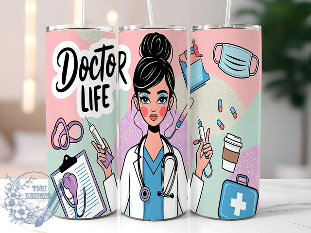 Digital Doctor Tumbler, Female Doctor Design, Medical Drinkware, 20oz Tumbler, Sublimation Wrap, Healthcare Gifts, Professional Decor Sublimation ToriDesigns 