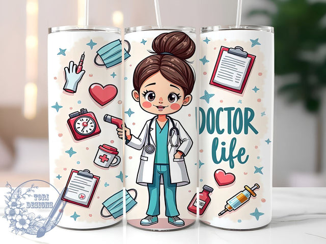 Digital Doctor Tumbler, Female Doctor Design, Medical Drinkware, 20oz Tumbler, Sublimation Wrap, Healthcare Gifts, Professional Decor Sublimation ToriDesigns 