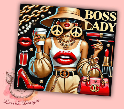 Digital Glam Tumbler, Boss Lady Tumbler, Glam Tumbler, 20oz Tumbler Wrap, Sublimation Design, Digital Download, Cricut Design, Silhouette Design, DIY Tumbler, Personalized Sublimation Lara' s Designs 