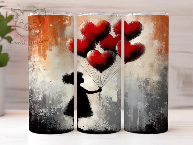 Digital Love Heart Silhouette Tumbler, Digital Love, Valentine's Day, Sublimation Art, 20oz Tumbler, Romantic Theme, Modern Design Sublimation Lara' s Designs 